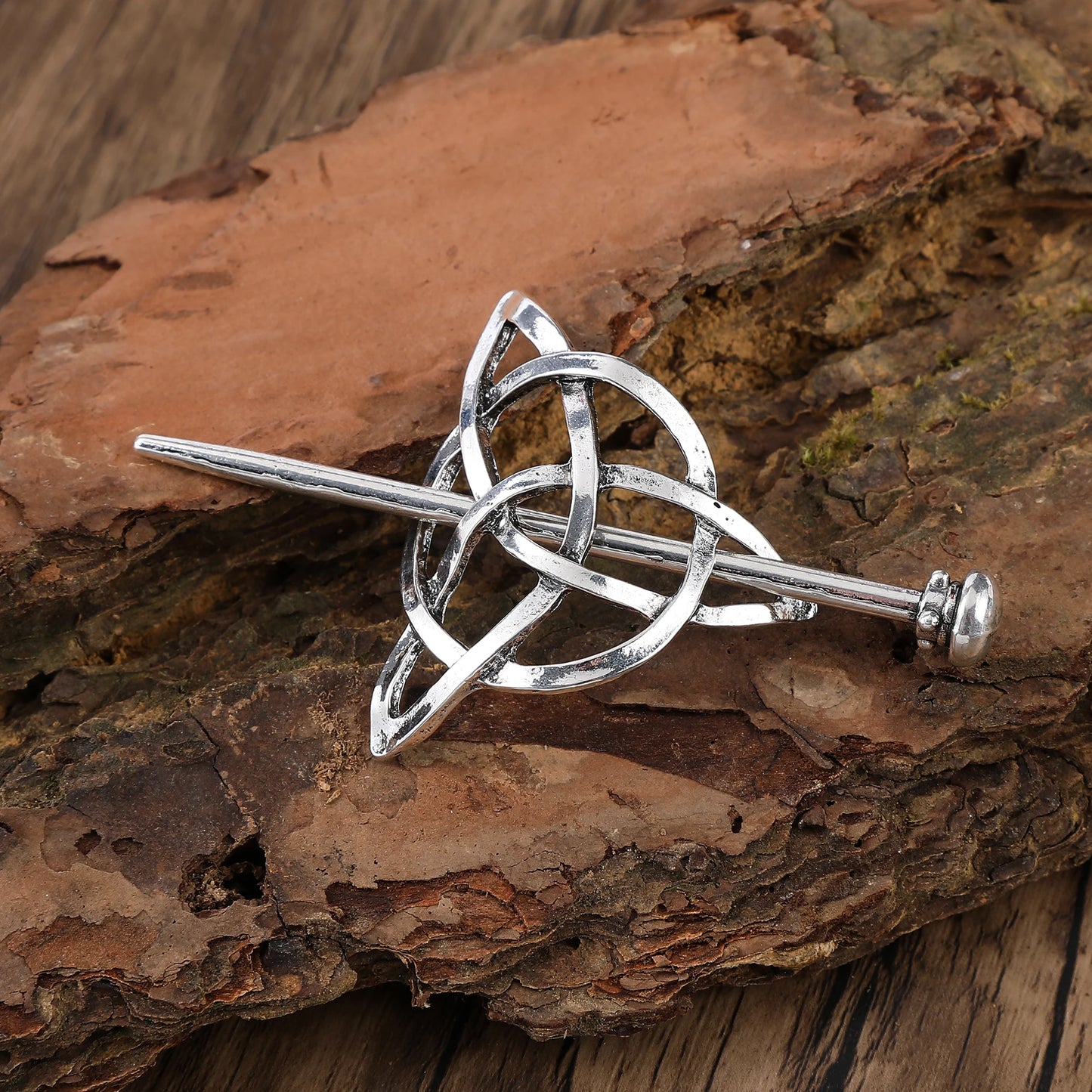 Odin Celtic Knot Crescent Hairpin – Viking Style, Metal Alloy, Silver