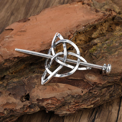 Odin Celtic Knot Crescent Hairpin – Viking Style, Metal Alloy, Silver
