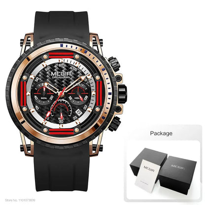 MEGIR MN2143G Men’s Chronograph Quartz Watch with Silicone Strap