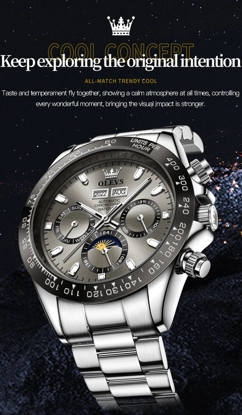 OLEVS 6654 Men's Watch - Automatic Mechanical, Sport, Waterproof, Luminous, Week Calendar