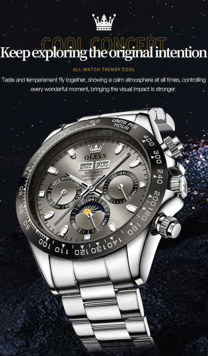 OLEVS 6654 Men's Watch - Automatic Mechanical, Sport, Waterproof, Luminous, Week Calendar