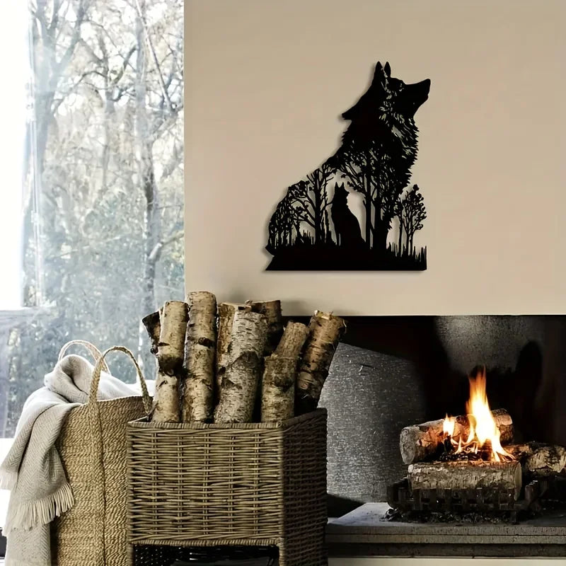 Black Wolf Metal Wall Art - Wall Hanging Decor for Home