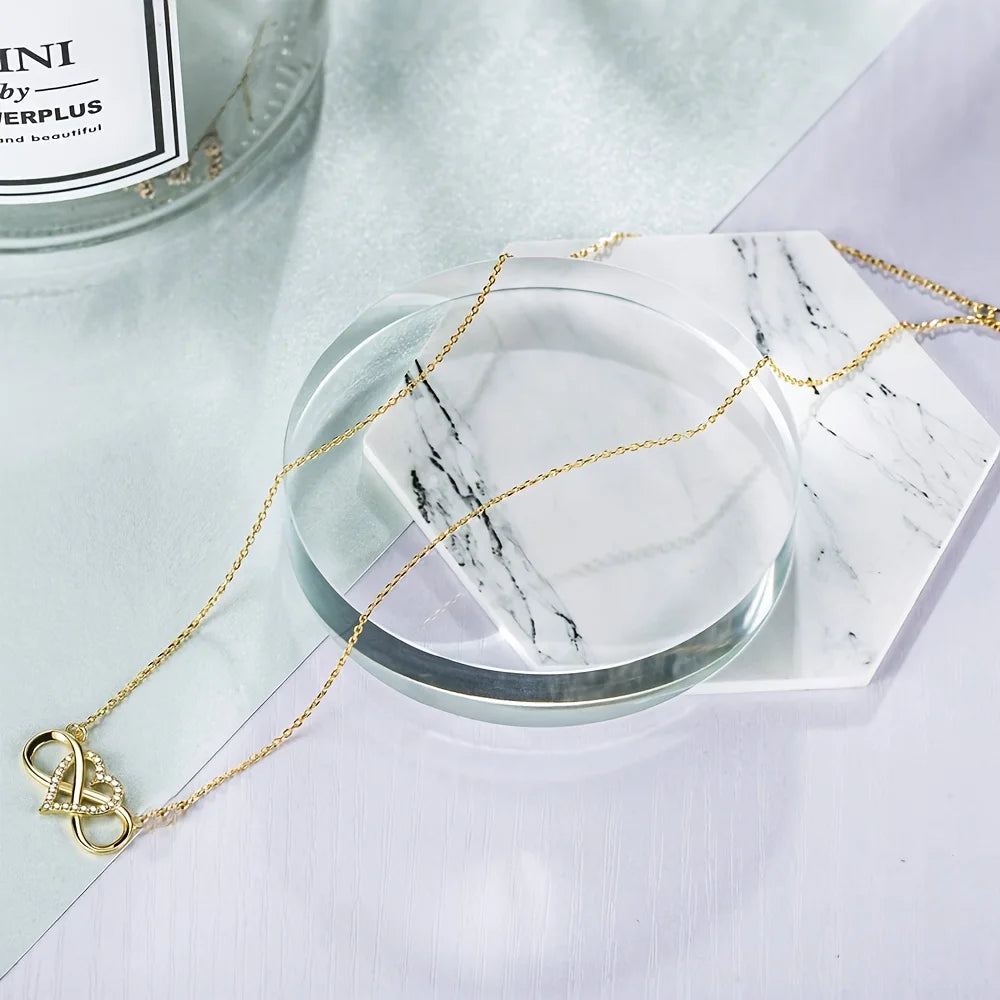 Infinity Heart Necklace - Rose Gift Box Set for Her