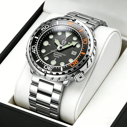 QINGXIYA Men’s Quartz Watch with Luminous Hands and Calendar