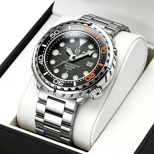 QINGXIYA Men’s Quartz Watch with Luminous Hands and Calendar