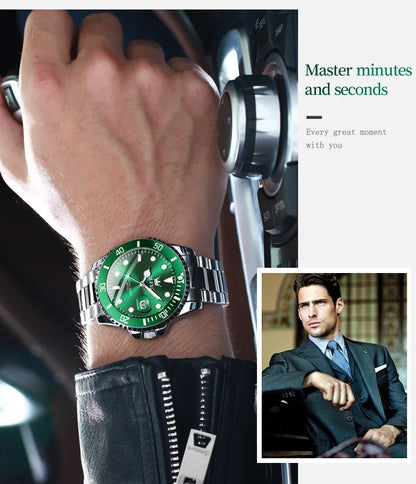 OLEVS 5885 Men's Watch - Luxury, One-Way Rotating Outer Ring, Auto Date, Waterproof, Quartz