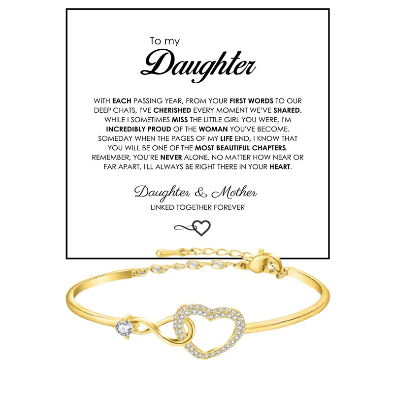 To My Daughter Heart Bracelet - Infinity Symbol Gift Box Set