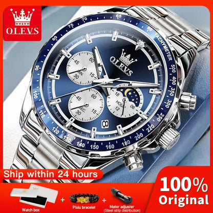 OLEVS 2945 Men's Watch - Moon Phase, Chronograph, Waterproof, Backlight, Fashion Quartz