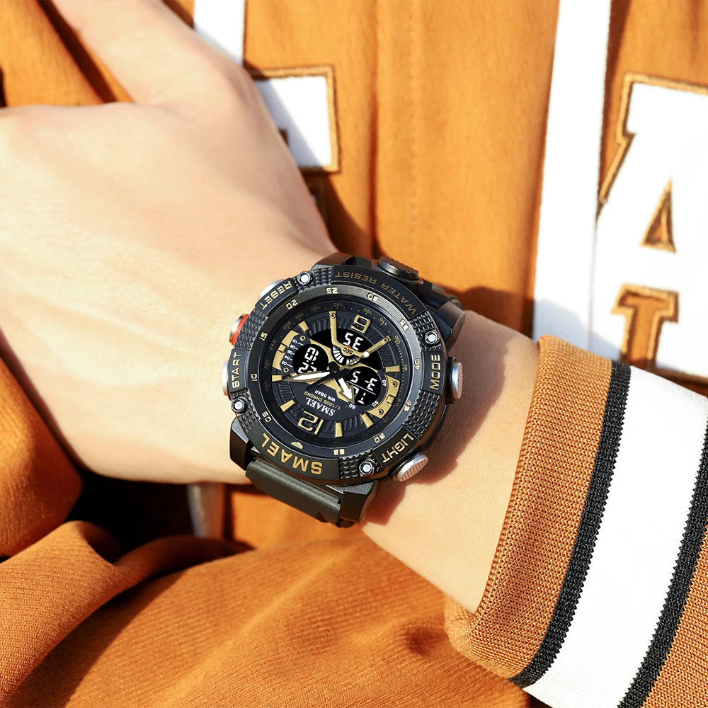 SMAEL 8058 Men’s Analog-Digital Sports Watch with Dual Time and Alarm