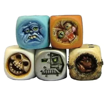 Monster Face Resin Dice Set – 5 Pcs Halloween Tabletop