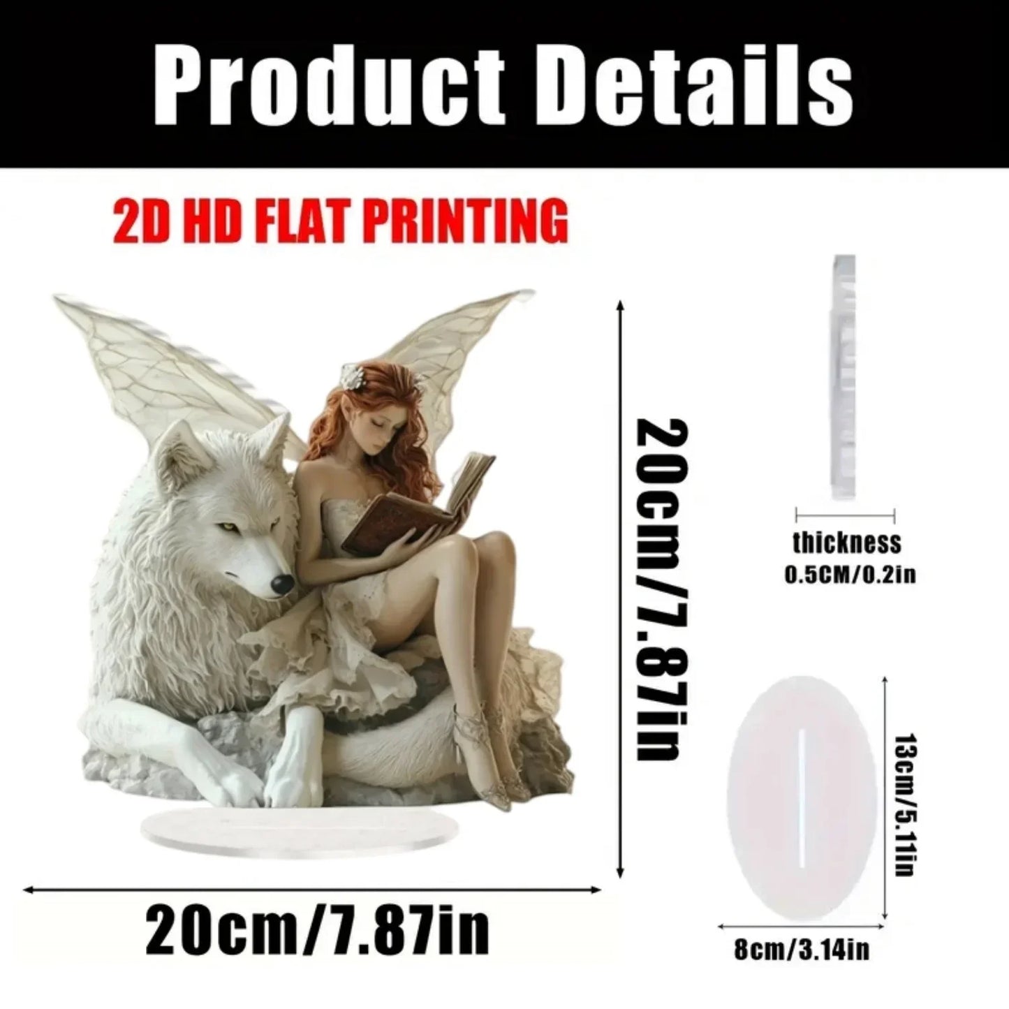 Wolf and Fairy Acrylic Plaque - 20x20cm 2D Desktop Decor Sign