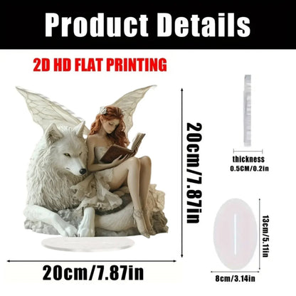 Wolf and Fairy Acrylic Plaque - 20x20cm 2D Desktop Decor Sign