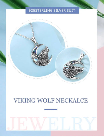 Wolf Moonstone Necklace