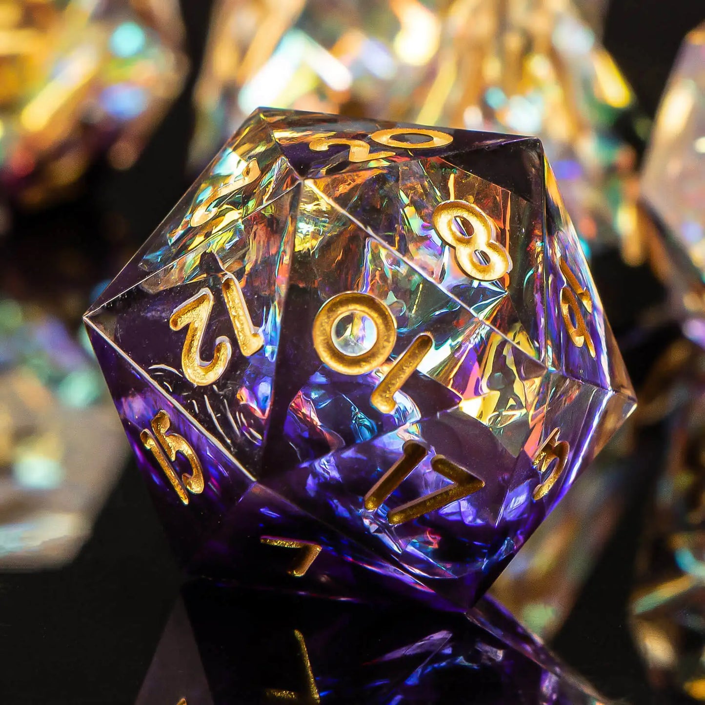 7-Piece Handmade Resin DnD Dice Set - Sharp Edge RPG Dice