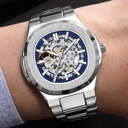 Gorben Automatic Skeleton Watch with Stainless Steel Band and Sapphire Crystal