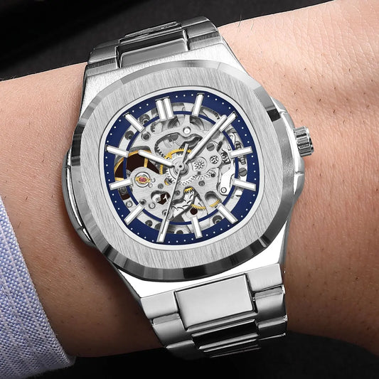 Gorben Automatic Skeleton Watch with Stainless Steel Band and Sapphire Crystal