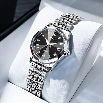 OLEVS 9931L Women's Watch - Elegant Fashion, Luxury, Waterproof, Stainless Steel, Luminous Date