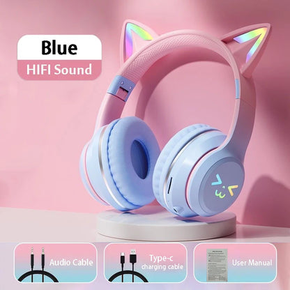RGB Cat Ear Bluetooth Earphones 5.3 - Wireless Gaming Headset