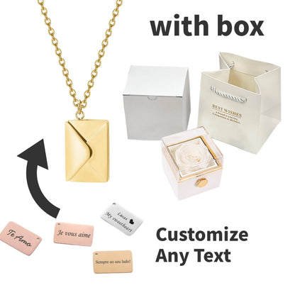 Eternal Rose Box with Custom Envelope Necklace Gift Set
