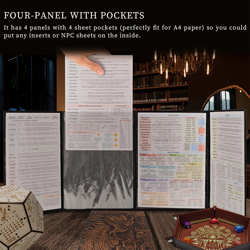 DND Dungeon Master Screen - Embossed Dragon & Mimic Design