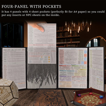 DND Dungeon Master Screen - Embossed Dragon & Mimic Design