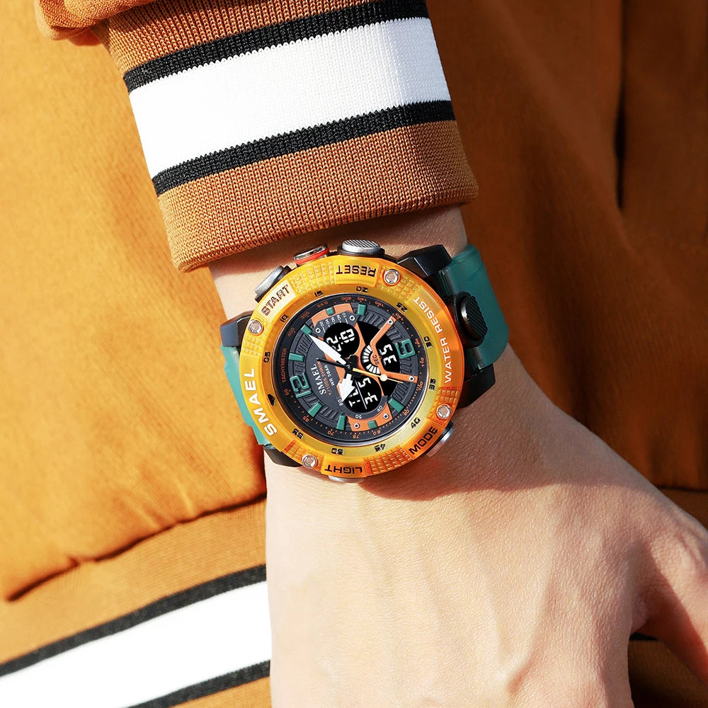 SMAEL 8058 Men’s Analog-Digital Sports Watch with Dual Time and Alarm