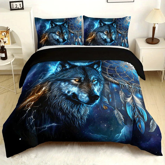 Forest Wolf 3D Bedding Set - 3pcs Polyester Duvet Cover