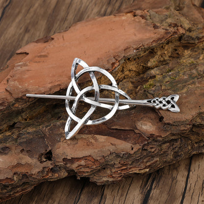 Odin Celtic Knot Crescent Hairpin – Viking Style, Metal Alloy, Silver