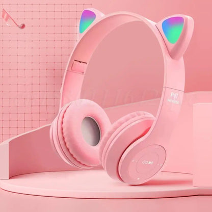 Cat Ear Wireless Headphones - LED Glow Light, Bluetooth 5.0, Kids & Adults