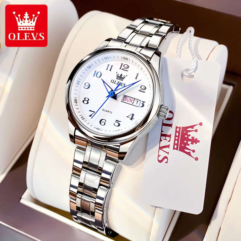 OLEVS 5567 Women's Quartz Watch - Gold, Waterproof, Luminous, Stainless Steel