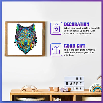 Wolf Wooden 3D Puzzle - Irregular Animal Shapes Educational Toy