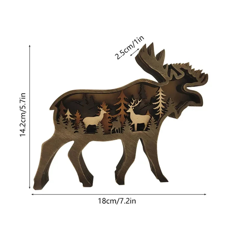 Wolf Wooden LED Light Decoration - 16x14cm Desktop Ornament
