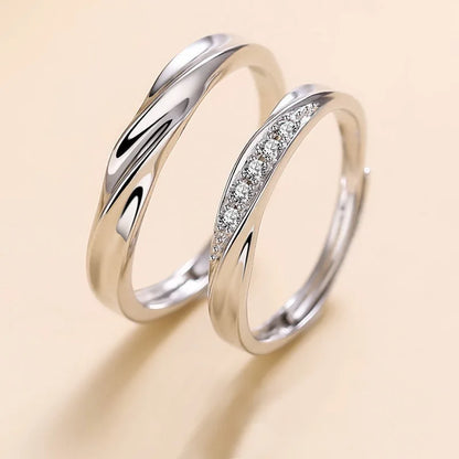 Square Zirconia Couple Rings - Luxury Wedding Bands