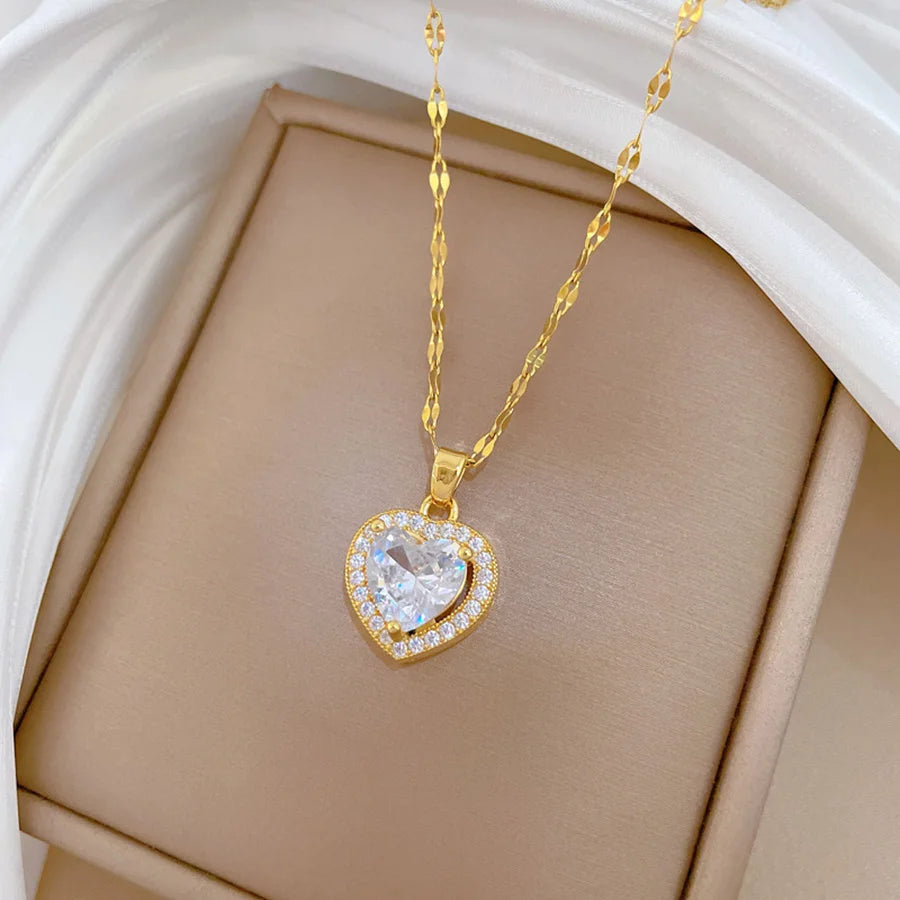 Titanium Steel Heart Necklace - Korean Minimalist Jewelry