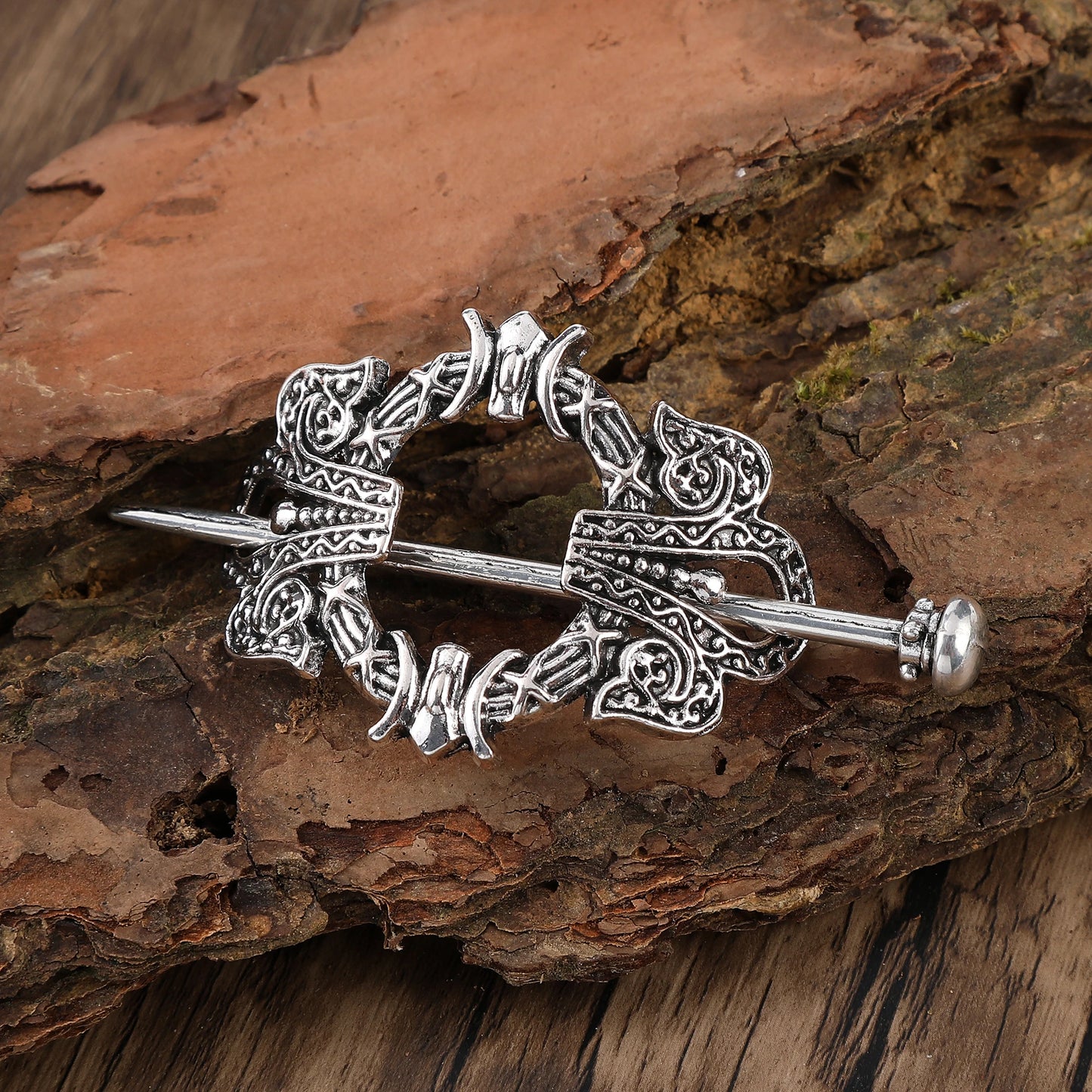 Celtic Knot Sweater Pin – Viking Style, Zinc Alloy, Silver, 3 Styles