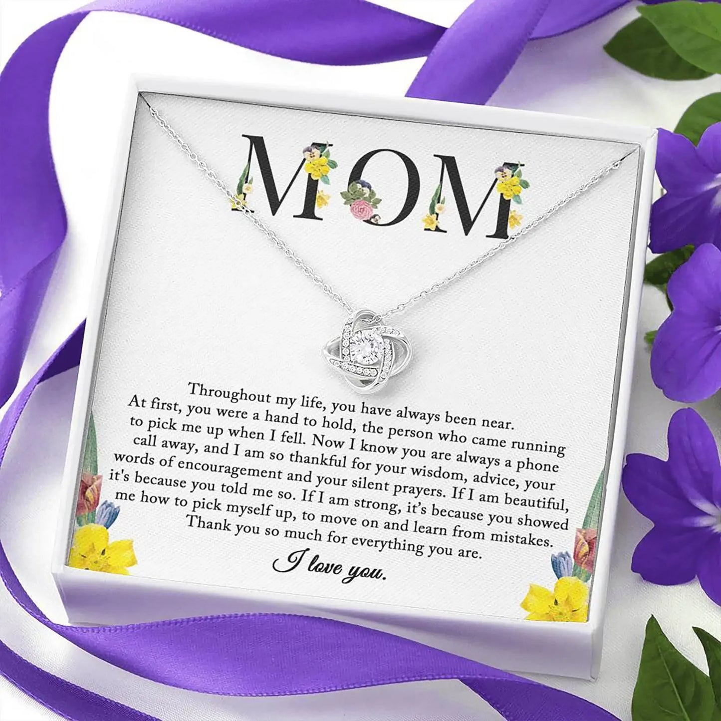 'To My Mom' Cubic Zirconia Pendant Necklace – Gift Box Included