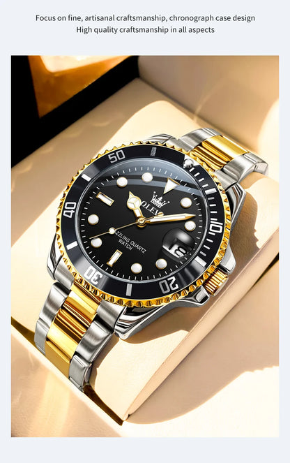 OLEVS 5885 Men's Watch - Original Brand, Waterproof, Stainless Steel, Automatic Date, Gifts