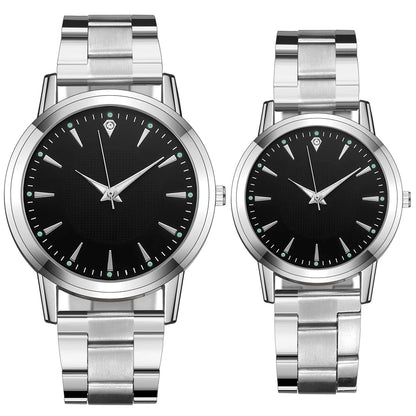 2pcs Couples Quartz Watch Set - Alloy, Numberless Dial, Fashion Casual, No Box