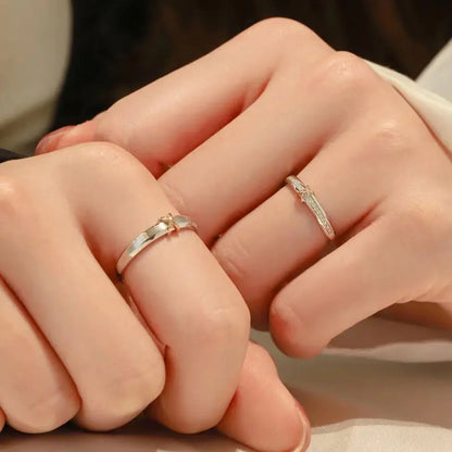 Square Zirconia Couple Rings - Luxury Wedding Bands