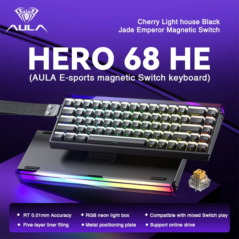 AULA HERO 68HE Magnetic Switch Keyboard - Rapid Trigger, 8K, Hot-Swap, RGB