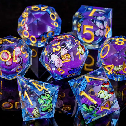 Liquid Core Butterfly DnD Dice Set – 7 Pcs