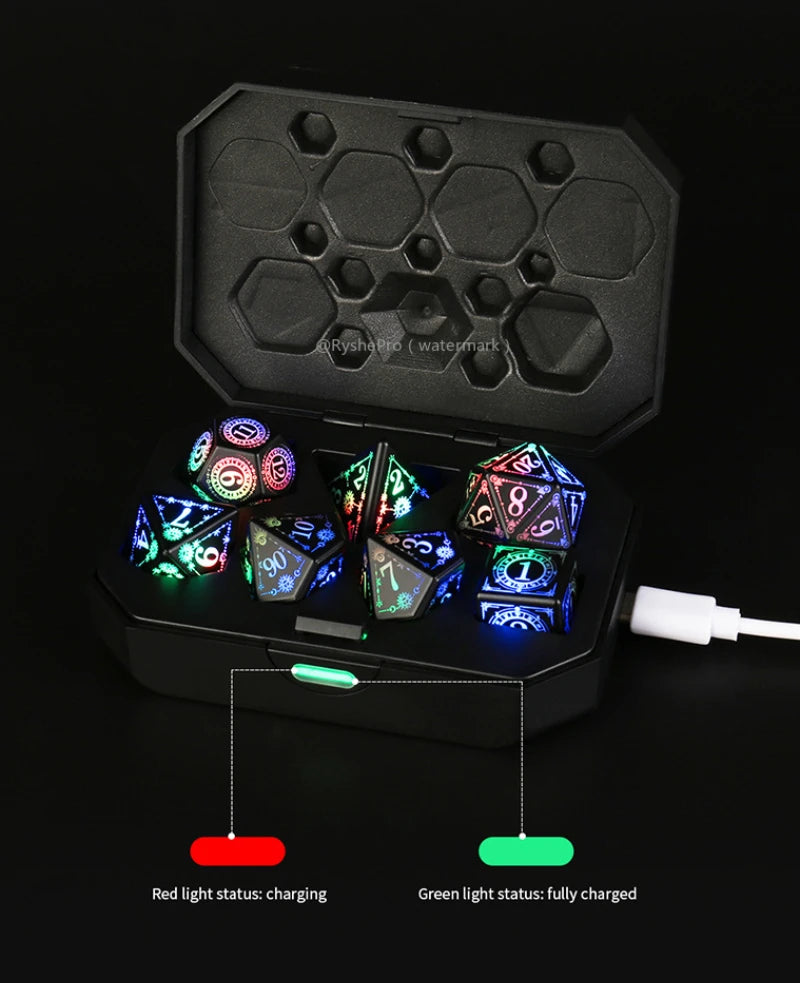 LED Dice Set - Light-Up D&D Polyhedral Dice