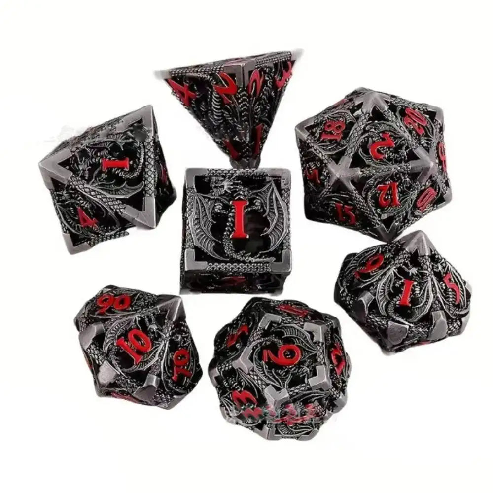 Metal Dragon Dice Set - Hollow D&D Polyhedral Dice