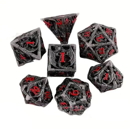 Metal Dragon Dice Set - Hollow D&D Polyhedral Dice