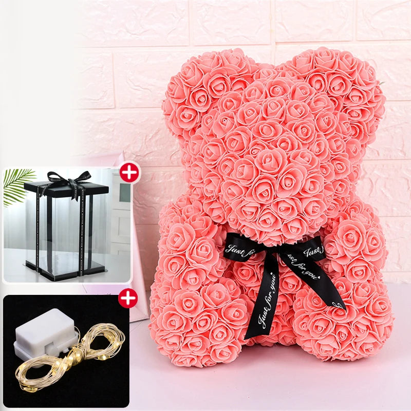 Rose Bear - Eternal Flower Teddy Bear with Gift Box