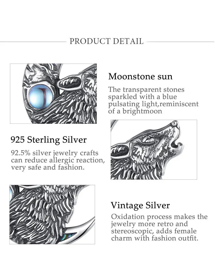 Wolf Moonstone Necklace