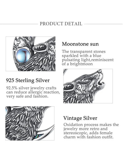 Wolf Moonstone Necklace