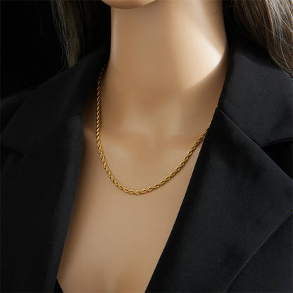 Gold Stainless Steel Chain Necklace & Bracelet Set