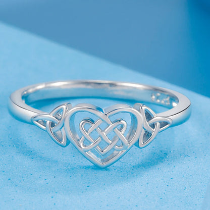 YILUOCD Celtic Knot Heart Ring – S925 Silver Plated