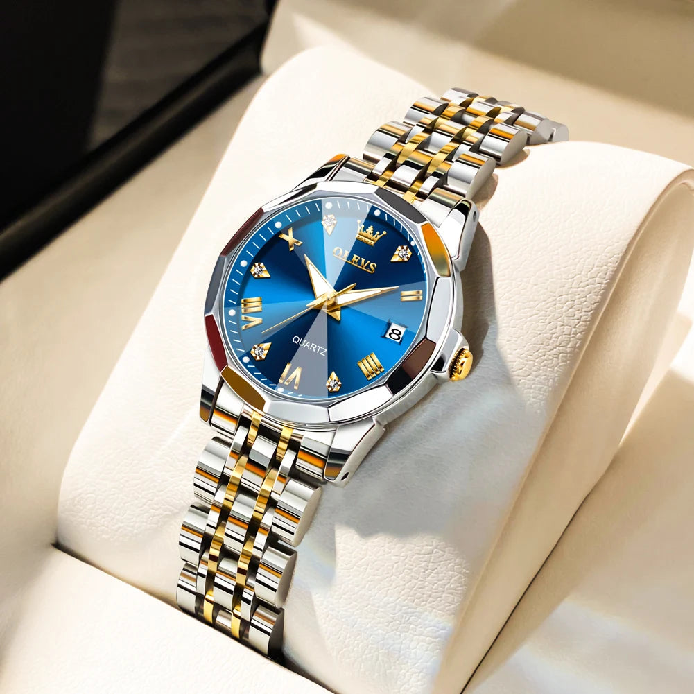 OLEVS 9931L Elegant Fashion Watch - Luxury, Waterproof, Stainless Steel, Luminous Date